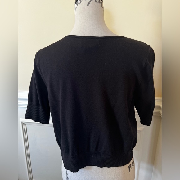 Torrid, Cherry Embroidered-Front Self Tie-short sleeves Vintage Black Cardigan. - Picture 4 of 9